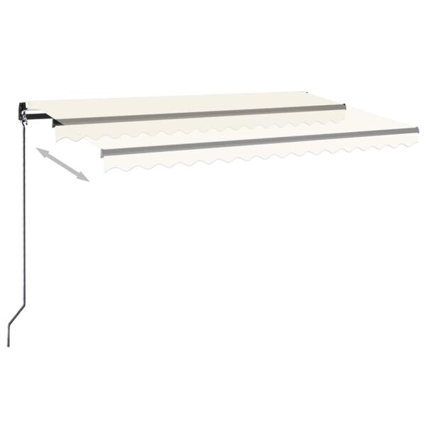 vidaXL Markise Manuell Einziehbar mit LED 450x350 cm Creme