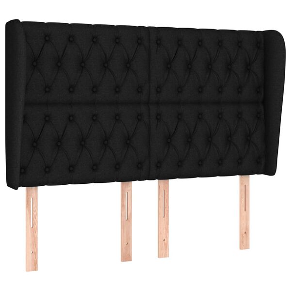 vidaXL Kopfteil mit Ohren Schwarz 147x23x118/128 cm Stoff