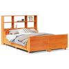 vidaXL Massivholzbett mit Regal ohne Matratze Wachsbraun 140x200 cm