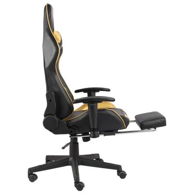 vidaXL Gaming-Stuhl mit Fußstütze Drehbar Golden PVC