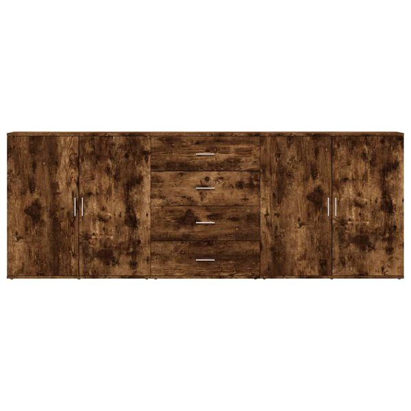 vidaXL Sideboards 3 Stk. R&auml;uchereiche Holzwerkstoff