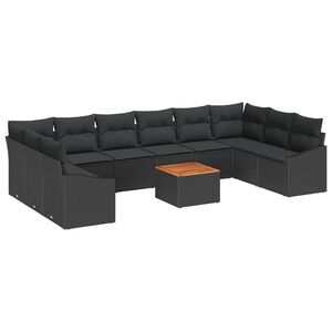vidaXL Gartensofa-set mit Kissen 11 pcs Schwarz Poly-Rattan
