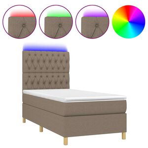 vidaXL Boxspringbett mit Matratze & LED Taupe 80x200 cm Stoff