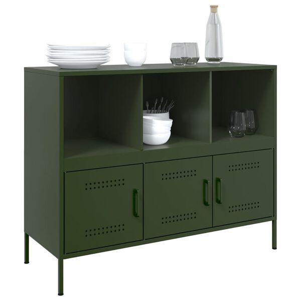 vidaXL Sideboard Olivgr&uuml;n 100,5x39x79 cm Stahl