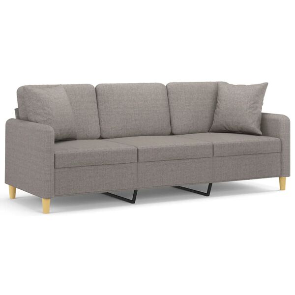 vidaXL 3-Sitzer-Sofa mit Zierkissen Taupe 180 cm Stoff