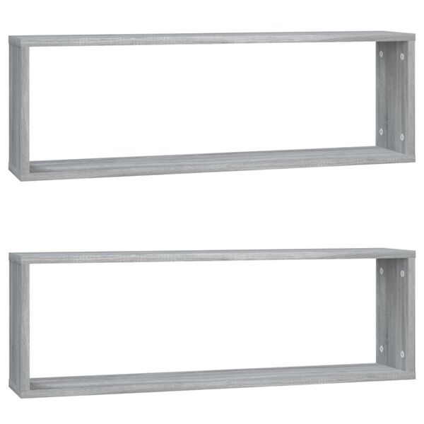 vidaXL Wandregale 2 Stk. Grau Sonoma 80x15x26,5 cm Holzwerkstoff