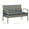 vidaXL 5-tlg. Garten-Lounge-Set mit Auflagen Poly Rattan Grau