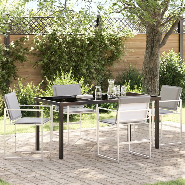 vidaXL Garten Essgruppe 5 pcs Weiß Textilene und Stahl