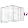 vidaXL Gabionen mit Hochbogen 7 Stk. 200x50x120/140cm Verzinktes Eisen