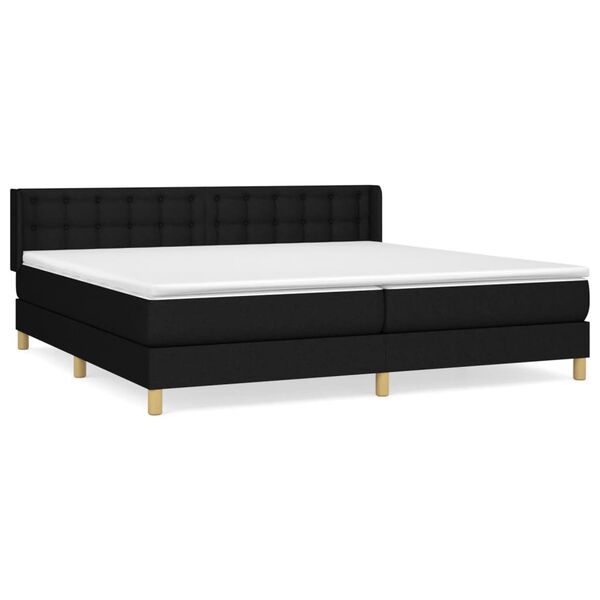 vidaXL Boxspringbett mit Matratze Schwarz 180x200 cm Stoff