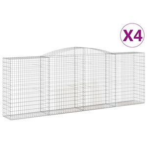 vidaXL Gabionen mit Hochbogen 4 Stk. 400x50x140/160cm Verzinktes Eisen