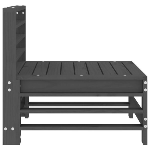 vidaXL Garten-Mittelsofa Grau Massivholz Kiefer