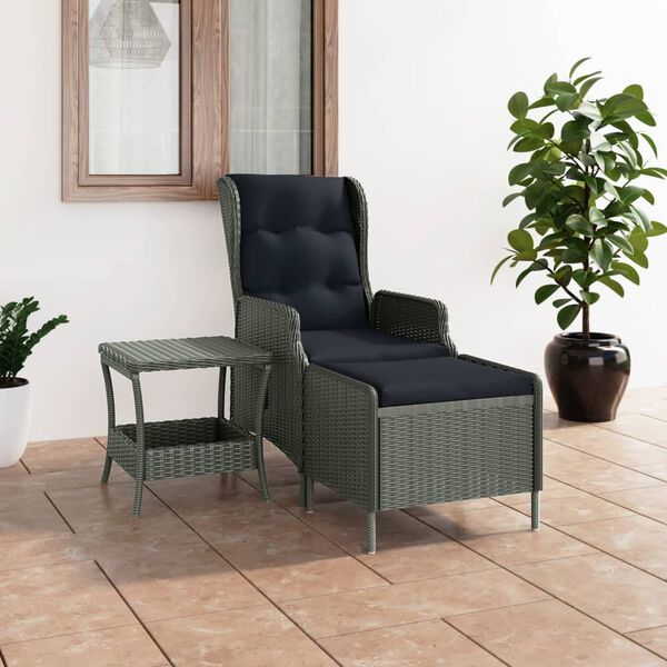 vidaXL 2-tlg. Garten-Lounge-Set mit Auflagen Poly Rattan Hellgrau