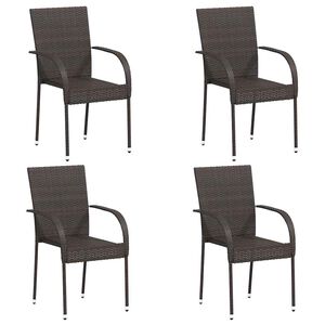 vidaXL Stapelbare Gartenst&uuml;hle 4 Stk. Poly Rattan Braun
