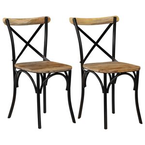 vidaXL Kreuzst&uuml;hle 2 Stk. Schwarz Massivholz Mango