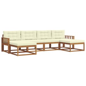 vidaXL Outdoor-Sofagarnitur mit Kissen 6 pcs Natur und Creme