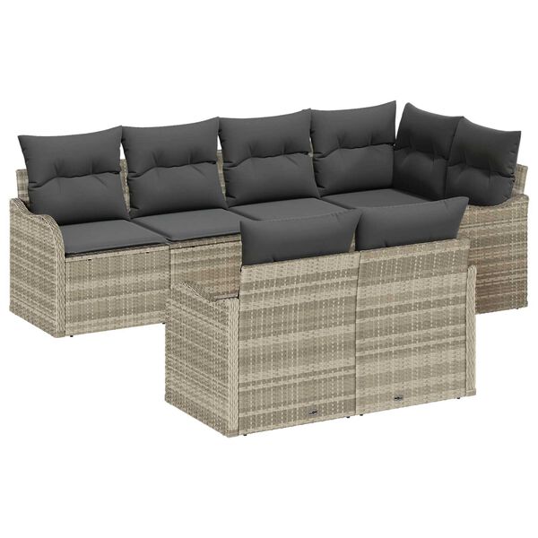 vidaXL Gartensofa-set Hellgrau Poly-Rattan