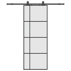 vidaXL Schiebet&uuml;r mit Beschlag Schwarz 76x205 cm ESG-Glas