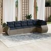 vidaXL 6-teiliges Gartensofa-Set mit Kissen, grau, Polyrattan