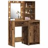vidaXL Schminktischset mit LED mit Regal 2 pcs Altholz Holzwerkstoff
