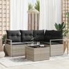 vidaXL Garten-Sofa-Set mit Kissen mit Speicher 5 pcs Hellgrau