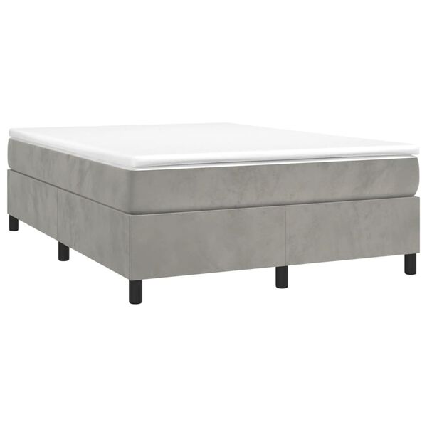 vidaXL Boxspringbett mit Matratze Hellgrau 140x190 cm Samt