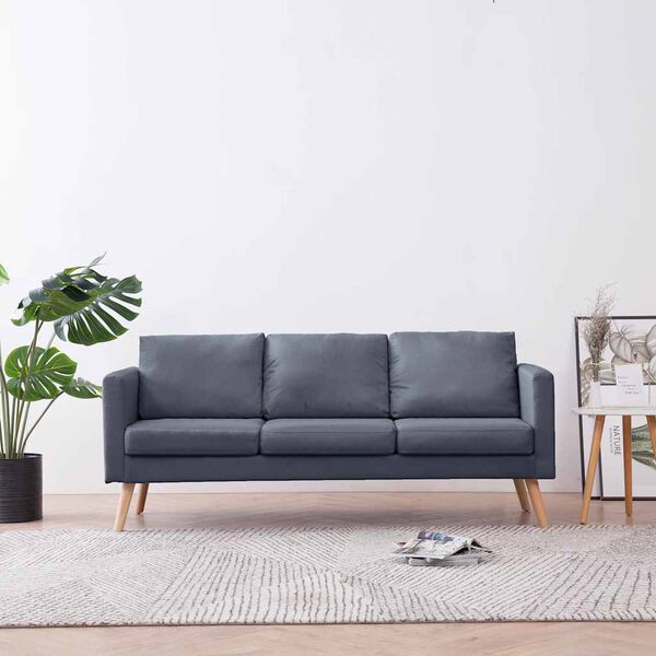 vidaXL Sofa 3-Sitzer Stoff Dunkelgrau