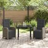 vidaXL Garten Essgruppe mit Kissen 3 pcs Grau Poly-Rattan