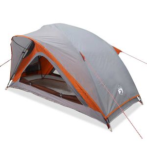 vidaXL Campingzelt 1 Person Grau und Orange Wasserfest