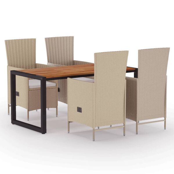 vidaXL 5-tlg. Garten-Essgruppe Beige