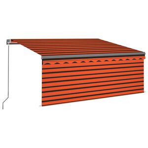 vidaXL Markise Manuell Einziehbar mit Rollo LED 3,5x2,5 m Orange Braun