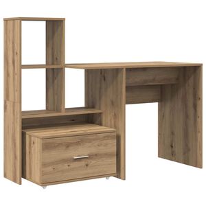 vidaXL Schreibtisch Artisan-Eiche Holzwerkstoff 131,5 x 50 x 106,5 cm