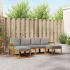 vidaXL Outdoor-Sofagarnitur mit Kissen 6 pcs Nat&uuml;rlich und Hellgrau