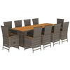 vidaXL 11-tlg. Garten-Essgruppe mit Kissen Grau Poly Rattan
