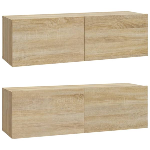 vidaXL TV-Wandschr&auml;nke 2 Stk. Sonoma-Eiche 100x30x30 cm Holzwerkstoff