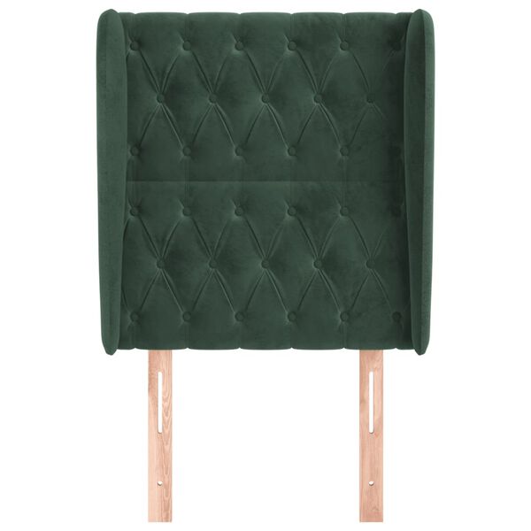 vidaXL Kopfteil mit Ohren Dunkelgrün 83x23x118/128 cm Samt