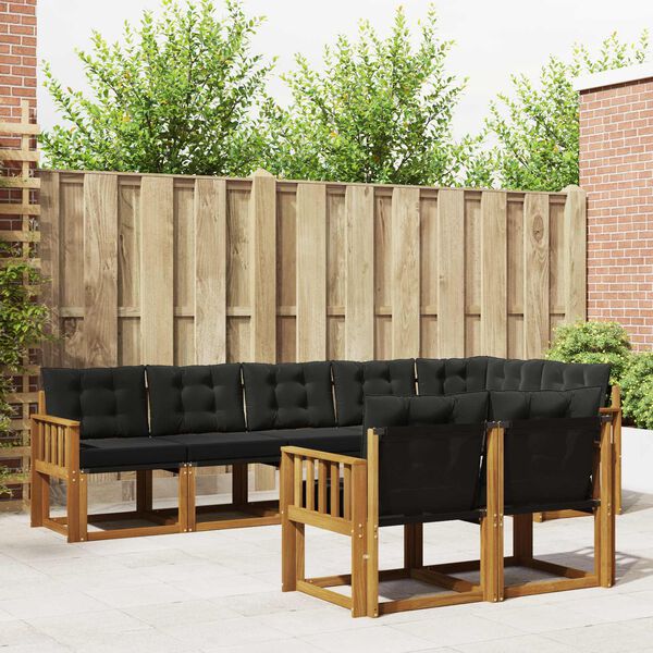 vidaXL Outdoor-Sofagarnitur mit Kissen 8 pcs Nat&uuml;rlich und Schwarz