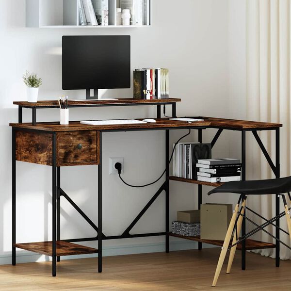 vidaXL Schreibtisch Ger&auml;ucherte Eiche 120 x 79 x 86,5 cm Holzwerkstoff