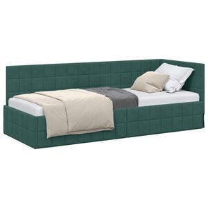 vidaXL Eckbettgestell mit Kopfteil Dunkelgr&uuml;n 80 cm x 200 cm Samt