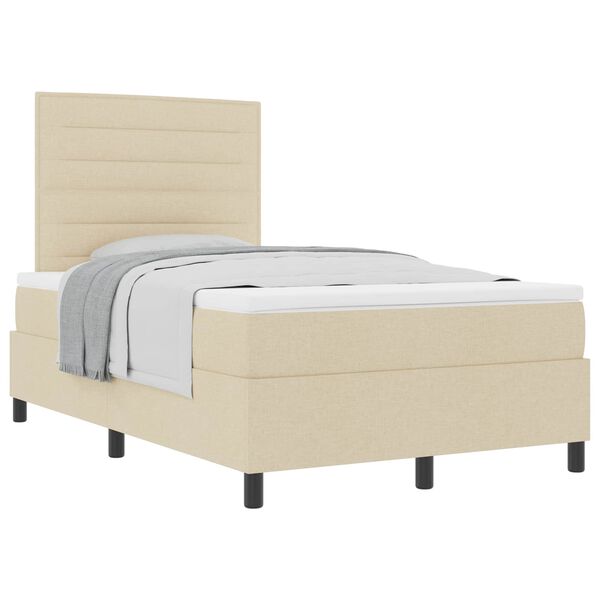 vidaXL Boxspringbett mit Matratze Creme 120 x 200 cm Stoff