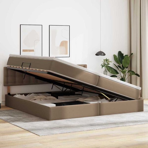 vidaXL Aufbewahrungsbett mit Matratze Cappuccino 200 x 200 cm