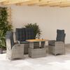 vidaXL 4-tlg. Garten-Essgruppe mit Kissen Grau Poly Rattan