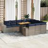 vidaXL 11-tlg. Garten-Sofagarnitur mit Kissen Grau Poly Rattan