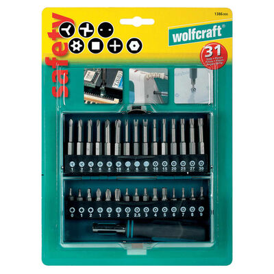 wolfcraft Kombi-Sicherheitsbit-Box 31-tlg. 1386000