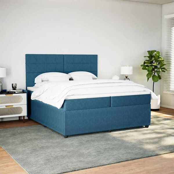 vidaXL Boxspringbett mit Matratze Dunkelblau 200x200 cm Samt