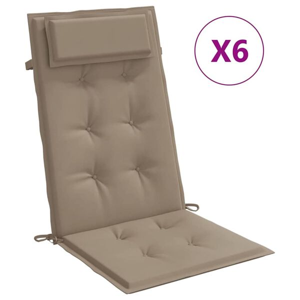 vidaXL Hochlehner-Auflagen 6 Stk. Taupe Oxford-Gewebe