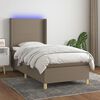 vidaXL Boxspringbett mit Matratze & LED Taupe 100x200 cm Stoff