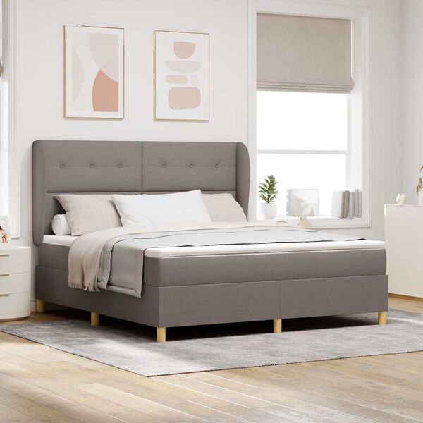vidaXL Boxspringbett mit Matratze Taupe 200 x 180 cm Stoff