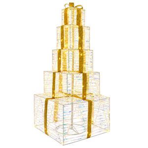 vidaXL Weihnachts-LED-Geschenkbox-Stapel 250 LEDs Warmes Wei&szlig;