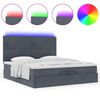vidaXL Ottoman-Bett mit Matratzen & LEDs Dunkelgrau 200x200 cm Samt